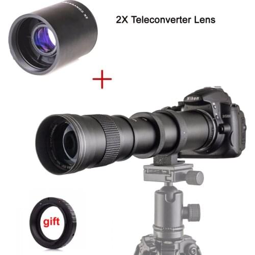 420-800mm F/8.3-16 Manual Super Telephoto Zoom Lens + 2X Teleconverter Lens for Canon Nikon Pentax Olympus Sony E Mount M4/3