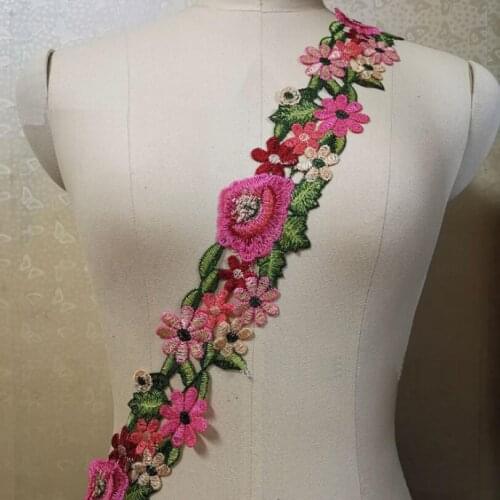Flower Lace Trim Width 7.2CM Applique Trimming Lace Ribbon Embroidered Fabric Sewing Craft Handmade Wedding Decoration