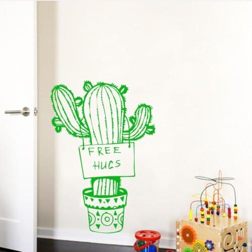 Cactus Pattern Wall Sticker PVC Wall Art Stickers Modern Fashion Wallsticker House Decoration for Living Room Bedroom