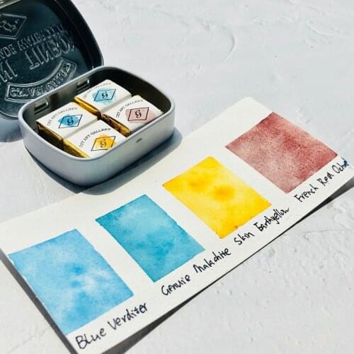NeW color Exclusive Handmade Mineral Watercolor Paint Palette Half pans Precious Pure Gemstone Acuarelas Watercolour Art Supply