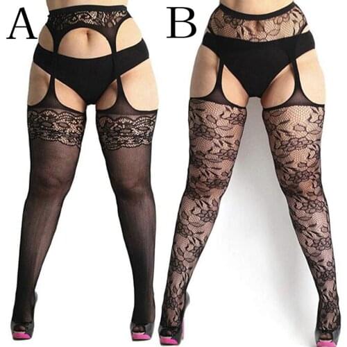 New Sexy Women Plus Size Fishnet Tights Stock Lace Transparent Ultrathin Suspender Pantyhose Breathable Soft Stocking lenceria