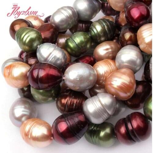 12-15mm Oval Cultured Freshwater Pearl Stone Loose Beads For DIY Necklace Bracelets Jewelry Making 15" Free Shipping Wholesale