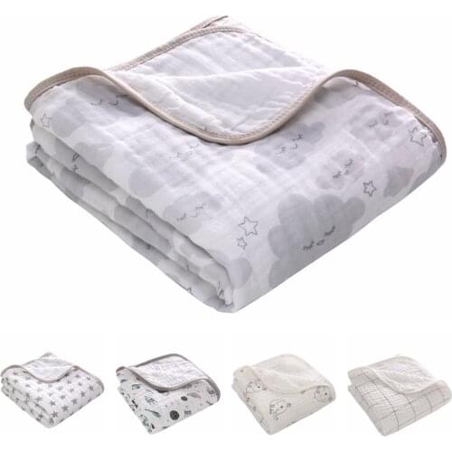 1Pcs Cotton Baby Swaddles Soft Newborn Blankets Multifunction Printed Swaddles Wrap White Double Gauze Bath Towels Play Mats