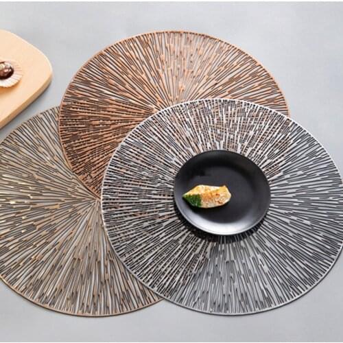 PVC Hollow Round Placemat Waterproof Non Slip Dining Table Mats Heat Insulation Steak Plate Pad Coffee Cup Coaster Kitchen Decor