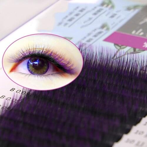 Ombre Color Purple blue Gradient rainbow color Individual eyelashes 0.05 eyelash extensions Premium soft mink eye lash