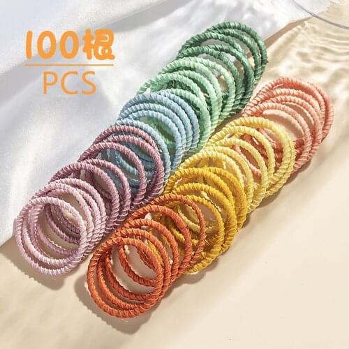 100/Lot Girls Candy Colors Nylon Elastic Rubber bands Scrunchy Children Ties Gum Girls Hair Accessories Headband
