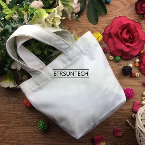 100pcs 23*21*10cm Pure White Portable Picnic Bag Blank Plain Cotton Canvas Bag Pouch Lunch Container Storage Bags