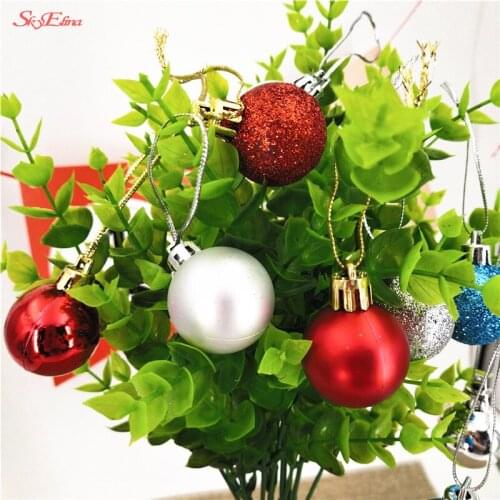24Pcs/pack Christmas Tree Ornaments Multi-color Christmas Ball 3cm Plastic Gift Ball For Xmas Holiday Decoration 7Z