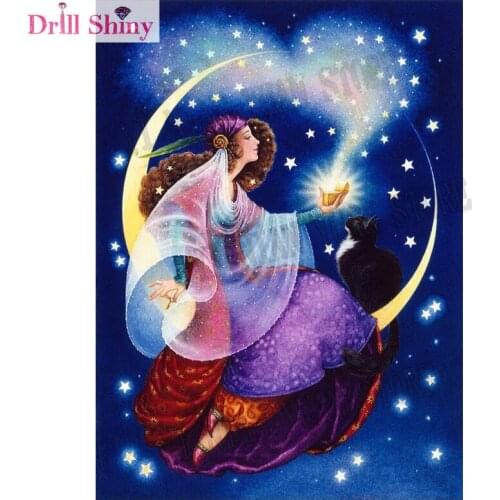 New 5d diy diamond painting full square drill resin "angel & moon" Embroidery Cross Stitch kits Mosaic Rhinestone home Decor