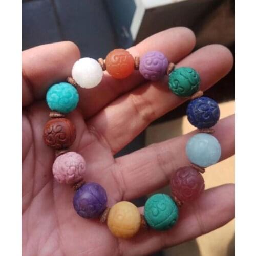 Free shipping Natural Hand-engraved Duobao BeadsStrawberry Blue Moonlight Purple Mica Rose lapis lazuli stone Crystal Bracelet