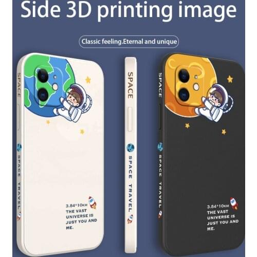 Cartoon Astronaut Phone Case For iPhone 12 Pro Max 11 X XS XR XSMAX SE2020 8 8Plus 7 7Plus 6 6S Plus Liquid Silicone Cover