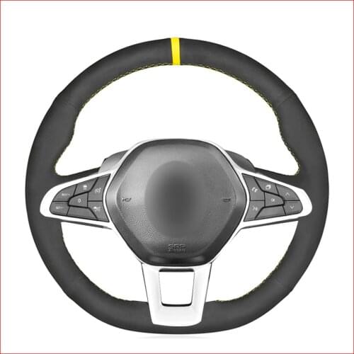 Black Suede Hand Sew Soft Wrap Car Steering Wheel Cover for Renault Clio 5 (V) 2019-2020 Zoe 2019-2020 Captur Parts