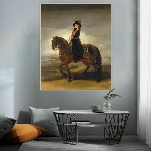 Citon Francisco Goya《Equestrian portrait of Maria Luisa de Parma》Canvas Oil Painting Picture Background Decor Home Decoration