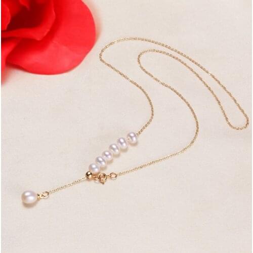 Color Retention 14K True Gold Filled Natural Freshwater Pearl Y Style Necklaces Original Design DIY Jewelry