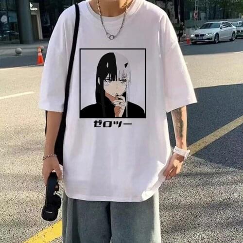 Anime Darling In The Franxx Zero Two Tshirt Harajuku Casual Streetwear Graphic Tees Unisex