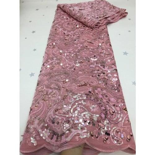 Hot Sale African Velvet Lace Fabric High Quality 2020 Sequins French Lace Fabric Nigerian Lace Fabric For Wedding Dress 5 Yards