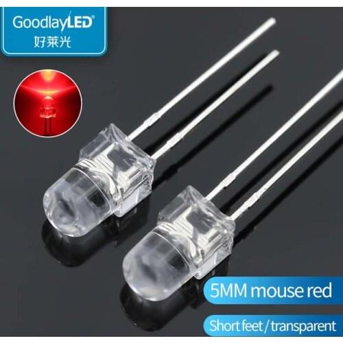 Haolaiguang F5 / 5mm Round Head transparent top round bottom series direct plug LED lamp Light Emitting Diode