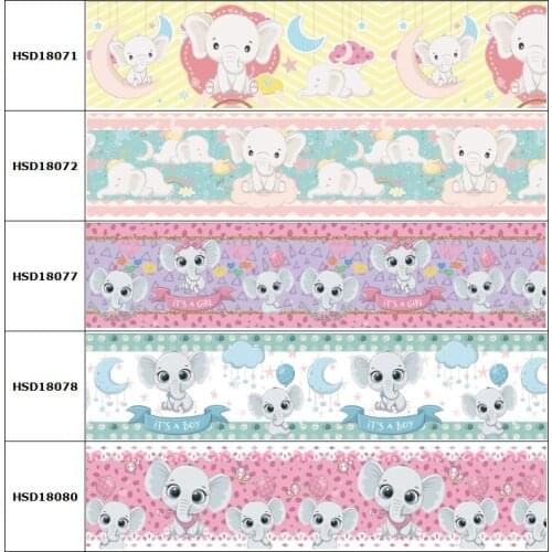HSDCraft 25mm 38mm 75 mm Cute Elephant for Kid for Boy Girl Ribbon Party Decoration 10 Yard DIY Bow Bag Material Handmade.C18067