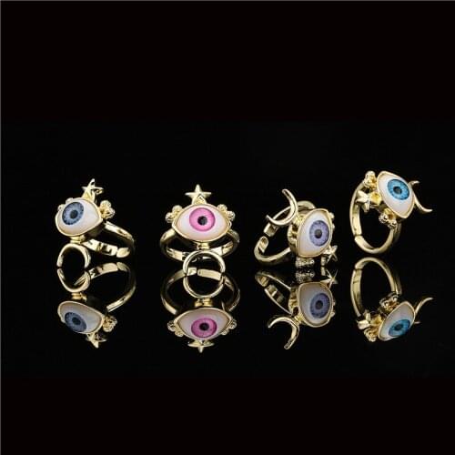 Copper-plated Gold Ring Solid Geometry Ring Lucky Eye Opening Ring Womens Fashion Accessories
