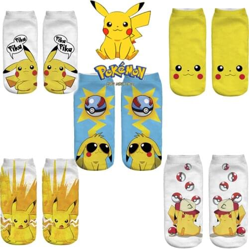 Pokemon Short Socks Pikachu Girl Boy Cotton Socks All Size Breathable Sweat-absorbent Funny Woman Socks Japanese Cartoon Socks