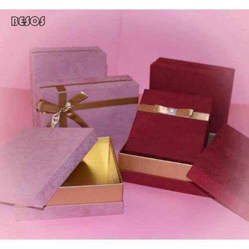 Wholesale High-grade Color Increase In Height Velvet Gift Box Wedding Party Flower Cosmetics Jewelry Decorative Square Gift Box