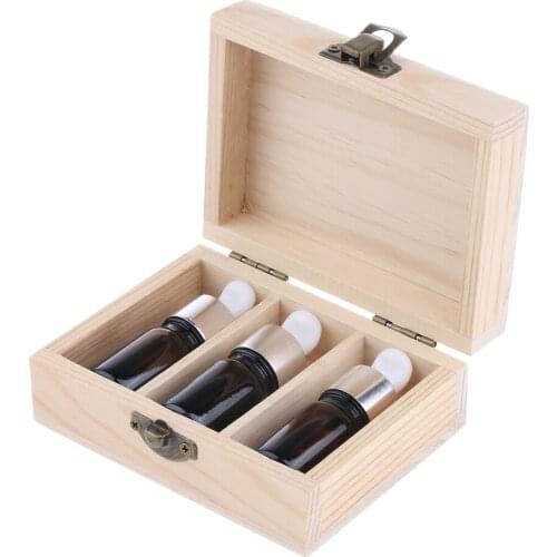 MagiDeal Natural Wood Essential Oils Box Display Carrying Bag Holder