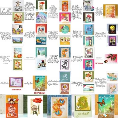 Metal Cutting Dies Unique Word Art Thank You So Very Much Happy Winter Sending Love DIY Craft Paper Decor Making 2020 New #7