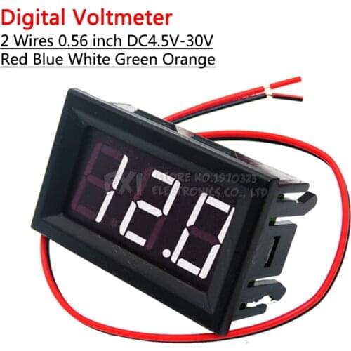 2 Wires 0.56 inch Digital Voltmeter 4.5-30V / DC4.5-30V Red blue white green orange LED Vehicles Motor Volt Voltage Panel LED