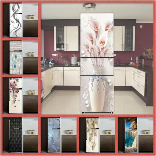 Modern Style Refrigerator Stickers Film Creative Fully Sticky Decoration Self-reliable Retrofit Sticker Kitchen Decor Flower