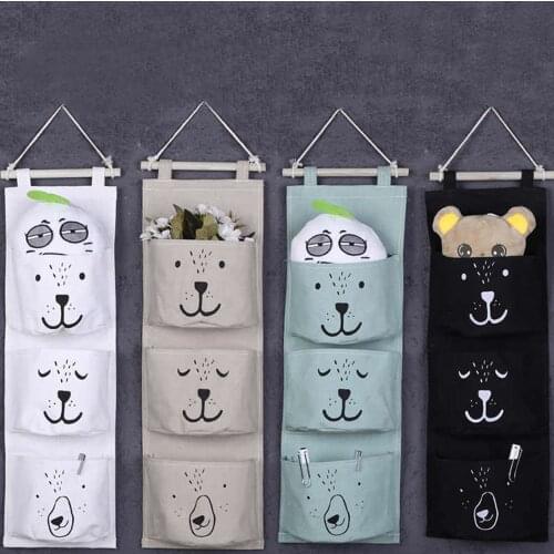 Wall Hanging Storage Bag 3 Pocket Hanger Bathroom Baby Folding Bedroom Wall Closet Cosmetics Sundries Toys Bag Organizer