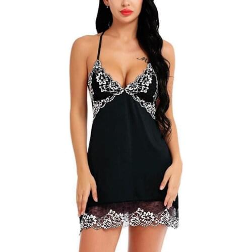 Night Dress Lingerie V Neck Night Gown Summer Sleepwear Spaghetti Strap Nighty Sleep Wear