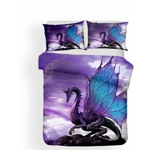 New Purple Dragon Bedding Set 3d Printed Comforter Pillowcase Single And Double Full Queen Comforter Pillowcase