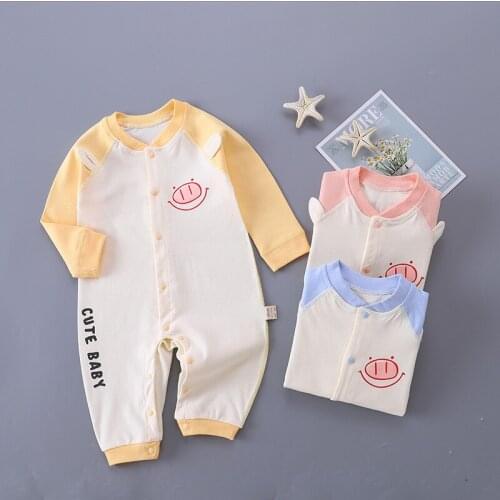 Baby boy clothes baby romper newborn one-piece cotton baby girl long-sleeved romper cartoon letter printed romper baby jumpsuit
