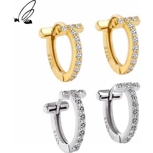SSTEEL Letter T-shaped Earrings 925 Sterling Silver Hoop Earring Designer Luxury Gold Earings Aretes De Plata De Ley Jewelry
