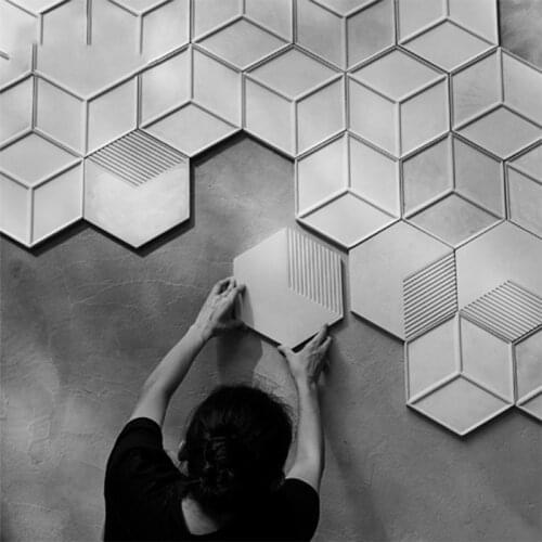 Hexagonal concrete wall brick silicone mold cement background wall brick decoration mold plaster handmade mold