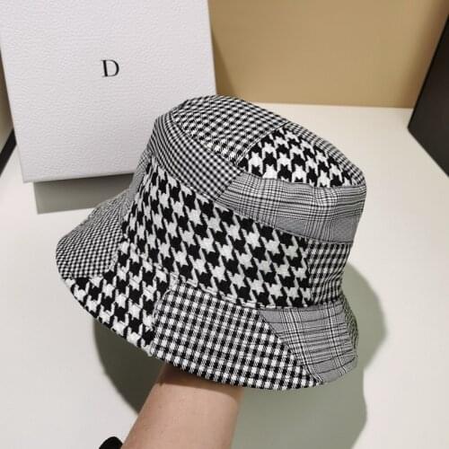 Fibonacci Fashion Hat Panama For Women‘s Bucket Hat Plaid Patchwork Sunscreen Sun Hat Foldable Visor Fisherman Cap Tide