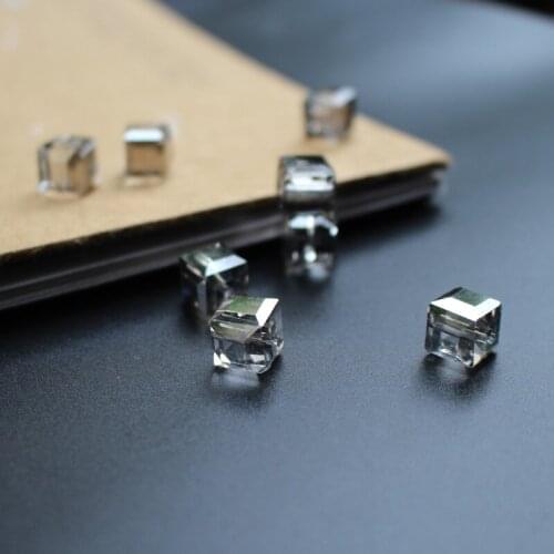 20 pieces/lot) 10mm Cube Glass crystal beads Loose beads for jewelry making Gray Color