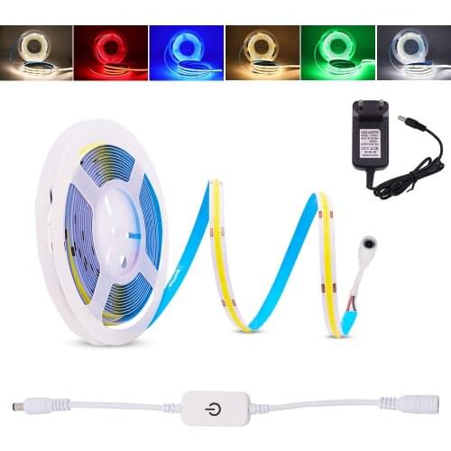 COB LED Strip DC5V Flexible Led Tape 320 LEDs High Density FOB Led Lights with Touch Dimmer Switch RA90 Linear Ribbon Dimmable