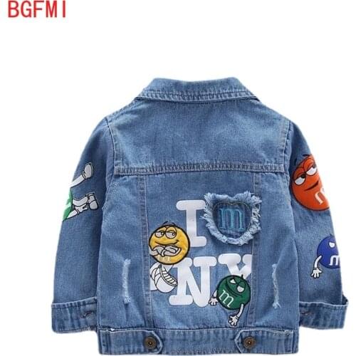 Spring Boys Jacket Boy Coat Kid Autumn Denim Unisex Full Patchwork Letter Hole Kids Girl Cartoon Jeans Tops Child Outerwear Coat
