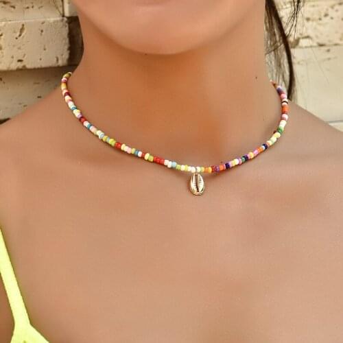 Vintage Star Color Shell Tassel Necklace and Pendant Fashion Chain Collar Necklace for Women Bohemian Jewelry