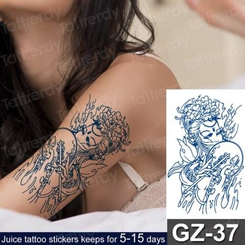 Temporary Tattoo Sticker Waterproof Fashion Women Men Japanese Geisha Warrior Samurai Fake Body Art Tattoo Juice Ink Safe