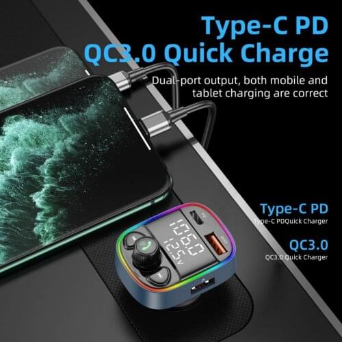 High Quality QC3.0 Bluetooth-compatible 5.0 Car MP3 Player Small Car MP3 Player Support TF Card/U Disk for Vehicle