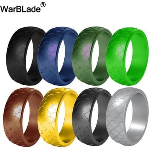 WBL New 8.7mm Fish Scale Silicone Rings Food Grade FDA Silicone Finger Ring Hypoallergenic Flexible For Men Wedding Rubber Bands