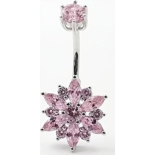 Trendy Crystal S925 Sterling Silver Anti- allergy Chrysant Body Jewelry Belly Piercing Ombligo Navel Piercing For Women Fashion