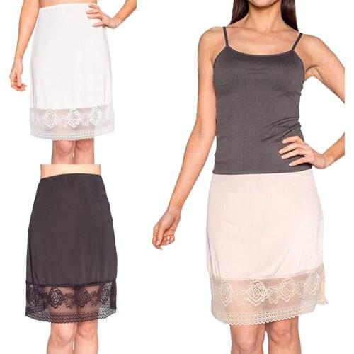 Woman Half Slips Solid Skirt Lace Patchwork Petticoat Knee Length Dress Lady Underskirts Vestidos Summer Cheap Skirts Underdress