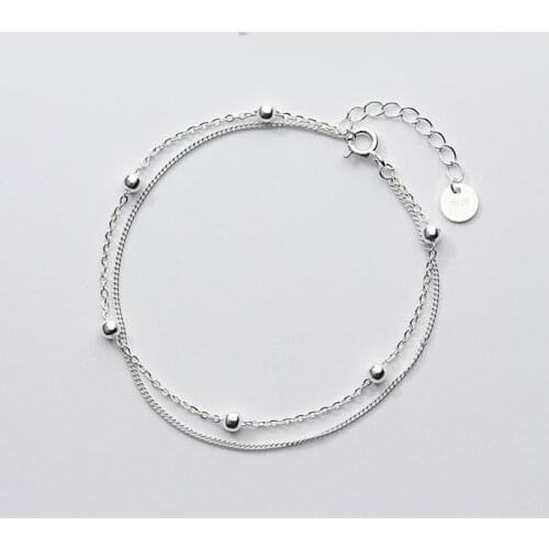 La Monada Double Layer Hand Chain Beads Bracelets For Women 925 Sterling Silver Fashion Jewelry Womens Bracelet Minimalist