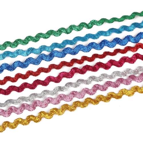 15Yard/lot 8mm Multicolor Metallic Terylene Ribbon Ric Rac Zig Zag Ribbon For Sewing Decoration DIY Handmade Craft Accessories