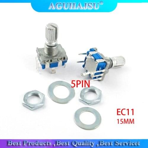 Plum handle 15mm rotary encoder coding switch / EC11 / digital potentiometer with switch 5 Pin