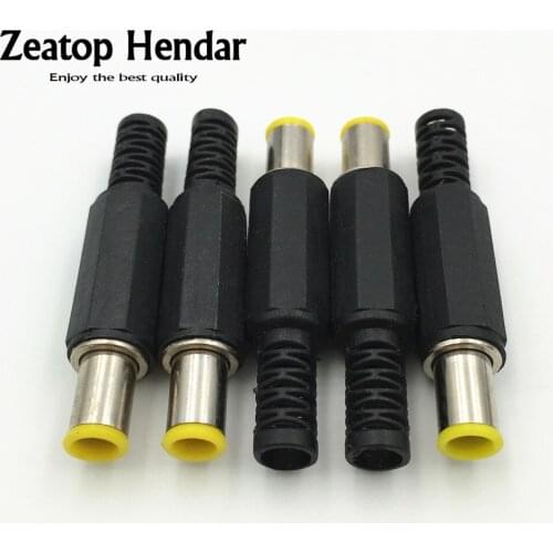250Pcs 6.0x1.2mm DC Power Male Plug Adapter Socket Jack Yellow Head Plastic Handle DIY Connector