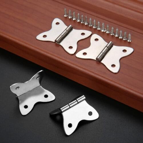 4pcs/set Butterfly Metal Hinges w/screws Cabinet Door Luggage Furniture 4 Holes Decor Silver Jewelry Box Wine Case Gift 37*30mm